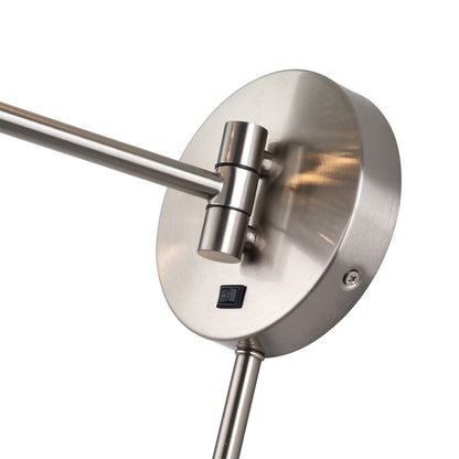 Livex Weavington 1Lt Swing Arm Wall Lamp, Nickel/Charred Gray