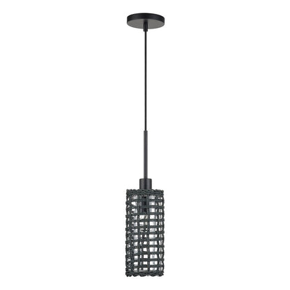Livex Twinewell 1Lt Mini Pendant, Black/Black On Top of Clear Glass