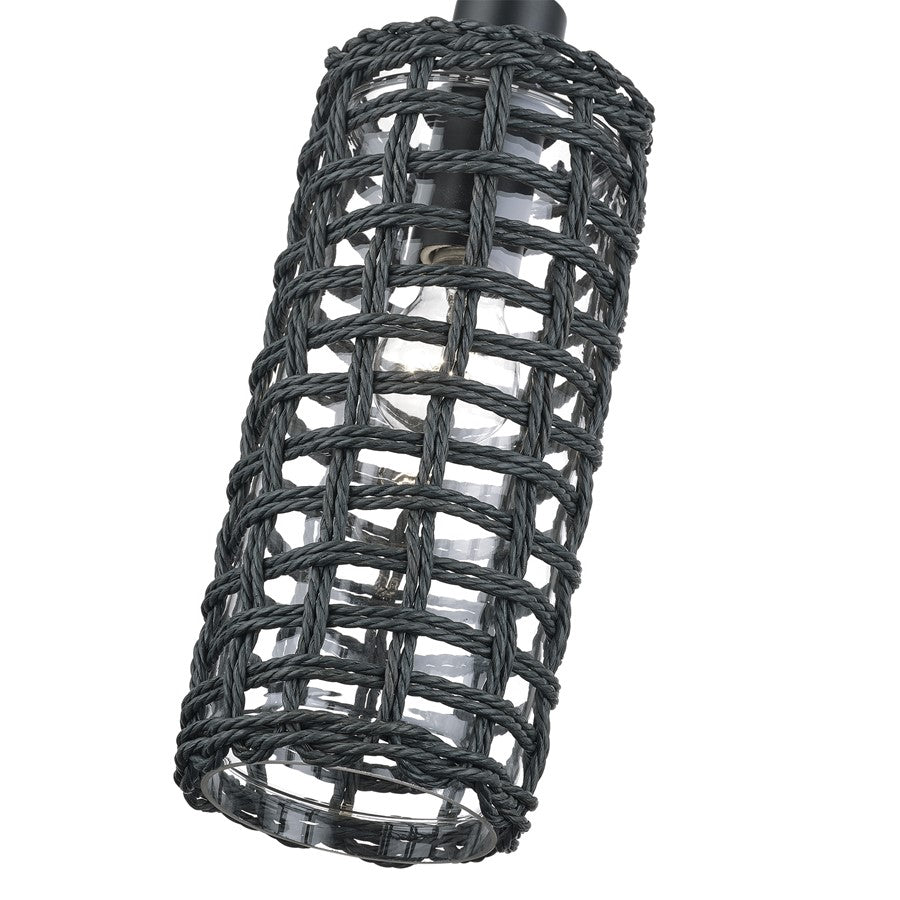Livex Twinewell 1Lt Mini Pendant, Black/Black On Top of Clear Glass