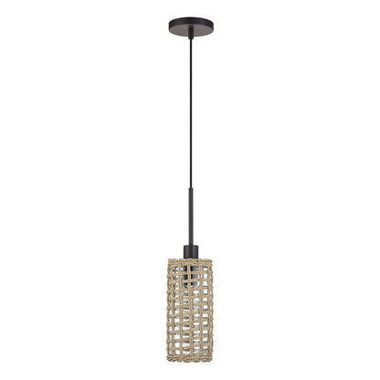 Livex Twinewell 1Lt Mini Pendant, Bronze/Beige On Top of Clear Glass