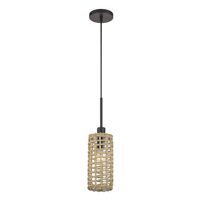 Livex Twinewell 1Lt Mini Pendant, Bronze/Beige On Top of Clear Glass