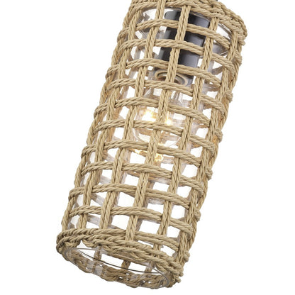 Livex Twinewell 1Lt Mini Pendant, Bronze/Beige On Top of Clear Glass