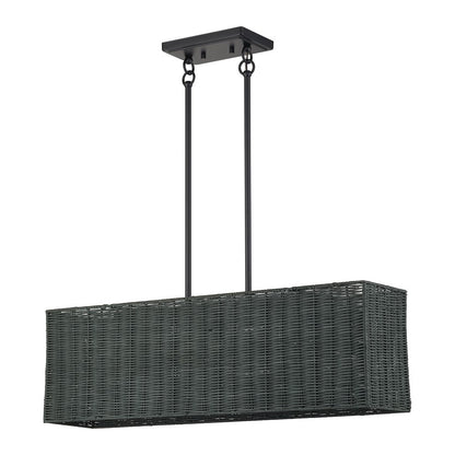 Livex Weavington 3Lt 30"L Linear Chandelier/SQ, Black/Charred Gray