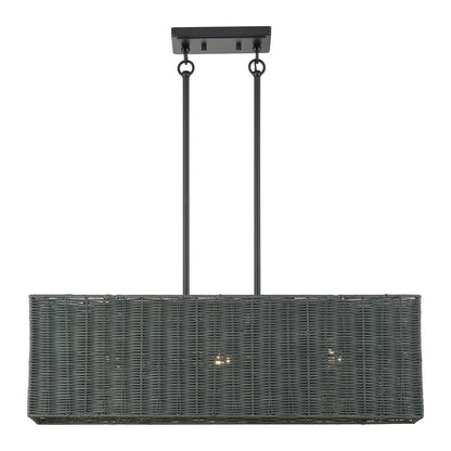 Livex Weavington 3Lt 30"L Linear Chandelier/SQ, Black/Charred Gray