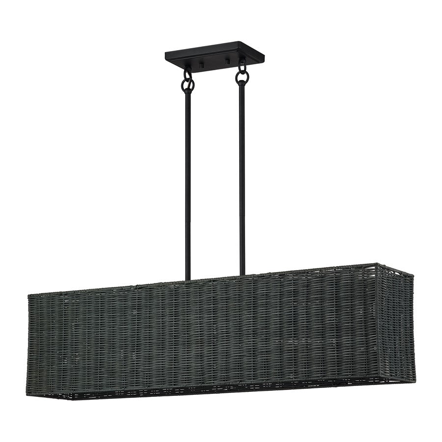 Livex Weavington 4Lt 36"L Linear Chandelier, Black/Charred Gray