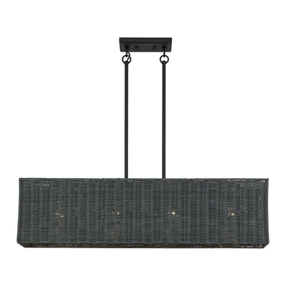 Livex Weavington 4Lt 36"L Linear Chandelier, Black/Charred Gray