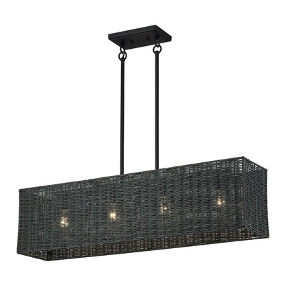 Livex Weavington 4Lt 36"L Linear Chandelier, Black/Charred Gray