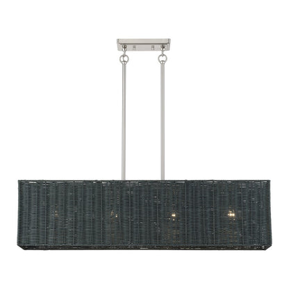 Livex Weavington 4Lt Large Linear Chandelier, Nickel/Charred Gray