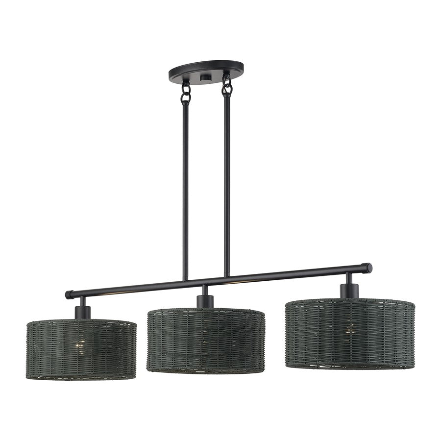 Livex Weavington 3Lt Extra Large Chandelier, Black/Charred Gray