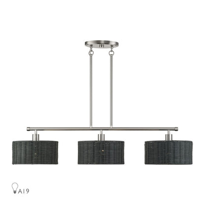 Livex Weavington 3Lt Extra Large Chandelier, Nickel/Charred Gray - 60554-91