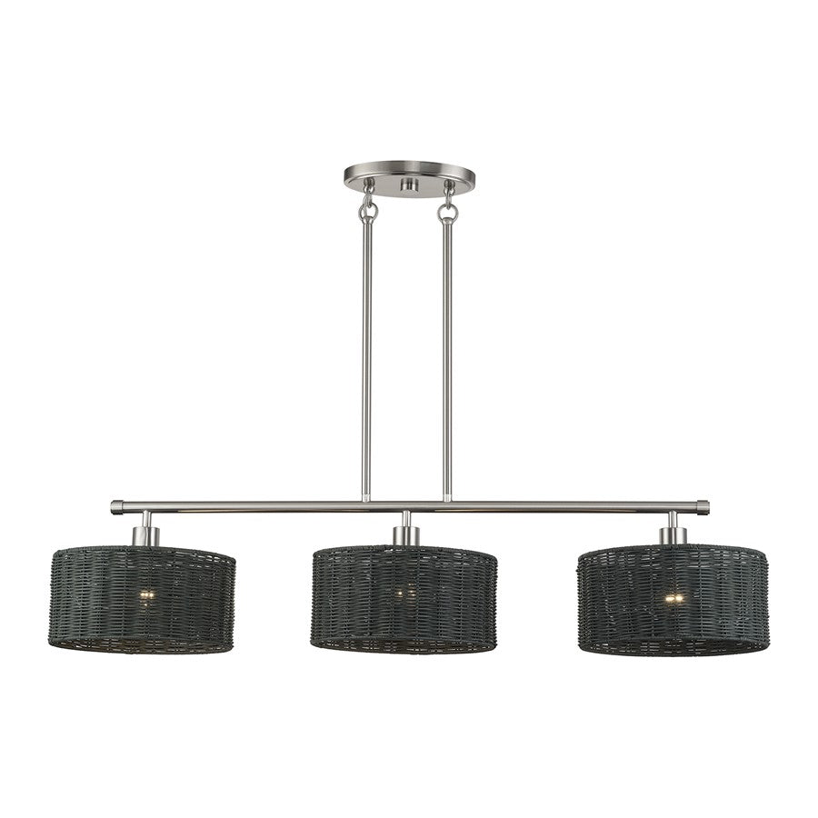 Livex Weavington 3Lt Extra Large Chandelier, Nickel/Charred Gray