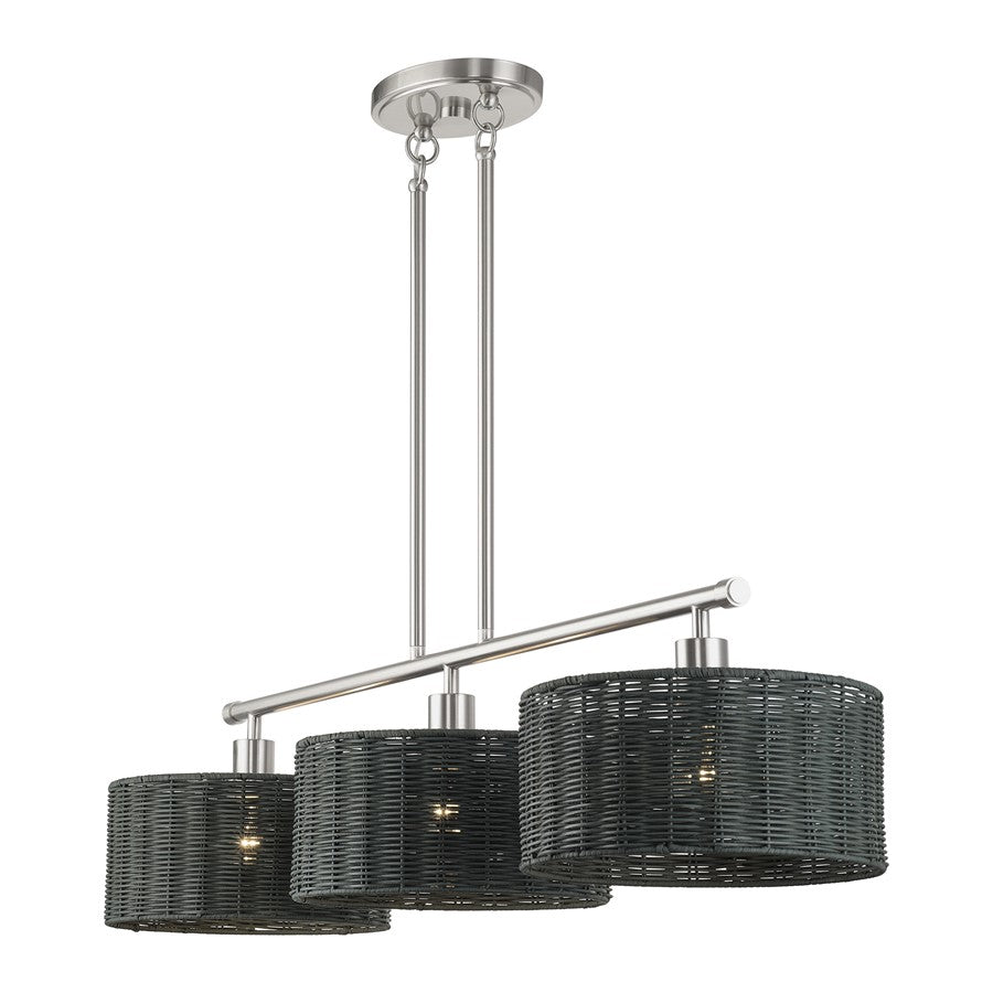 Livex Weavington 3Lt Extra Large Chandelier, Nickel/Charred Gray