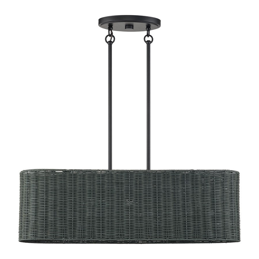 Livex Weavington 3Lt 30"L Linear Chandelier/RD, Black/Charred Gray