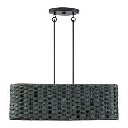 Livex Weavington 3Lt 30"L Linear Chandelier/RD, Black/Charred Gray