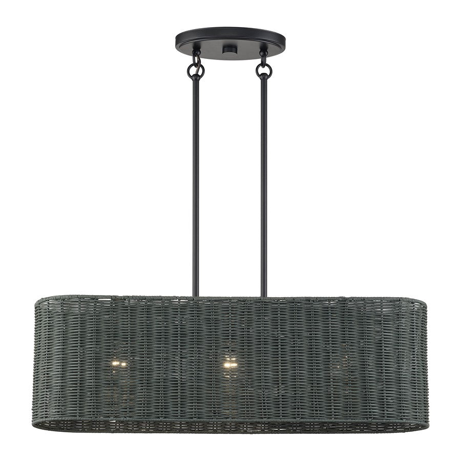 Livex Weavington 3Lt 30"L Linear Chandelier/RD, Black/Charred Gray