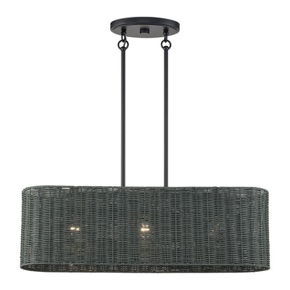 Livex Weavington 3Lt 30"L Linear Chandelier/RD, Black/Charred Gray