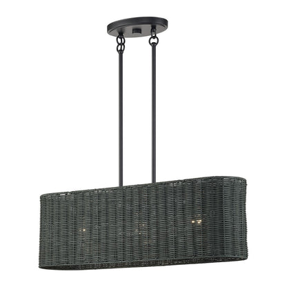 Livex Weavington 3Lt 30"L Linear Chandelier/RD, Black/Charred Gray