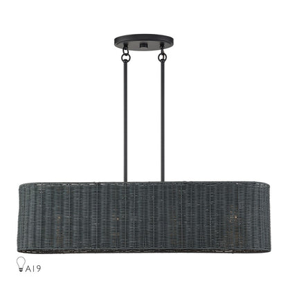 Livex Weavington 4Lt Linear Chandelier, Black/Charred Gray - 60556-04