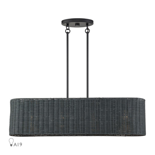 Livex Weavington 4Lt Linear Chandelier, Black/Charred Gray - 60556-04