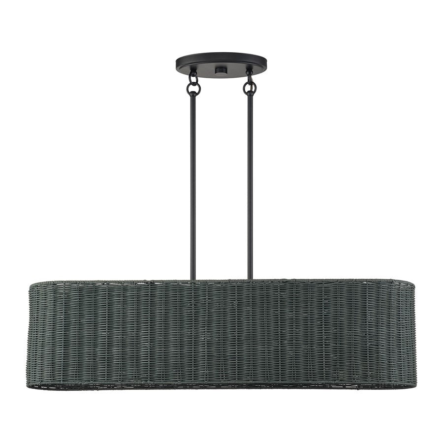 Livex Weavington 4Lt Linear Chandelier, Black/Charred Gray