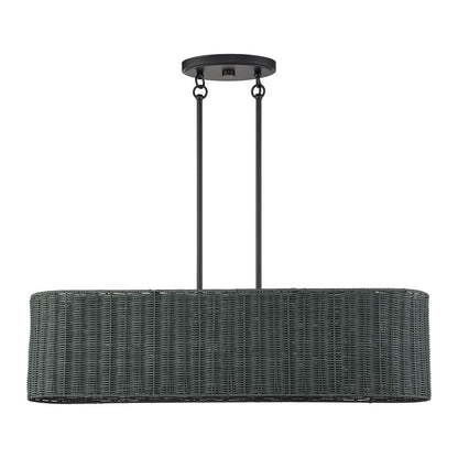 Livex Weavington 4Lt Linear Chandelier, Black/Charred Gray