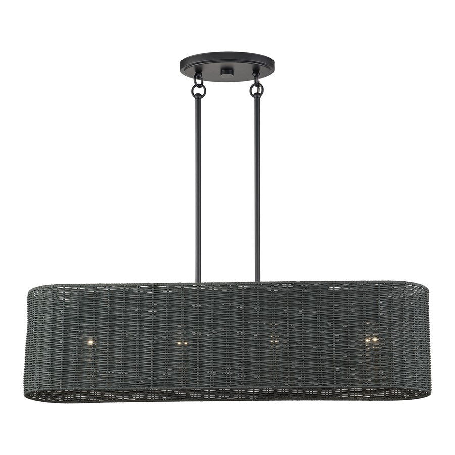 Livex Weavington 4Lt Linear Chandelier, Black/Charred Gray