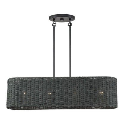 Livex Weavington 4Lt Linear Chandelier, Black/Charred Gray