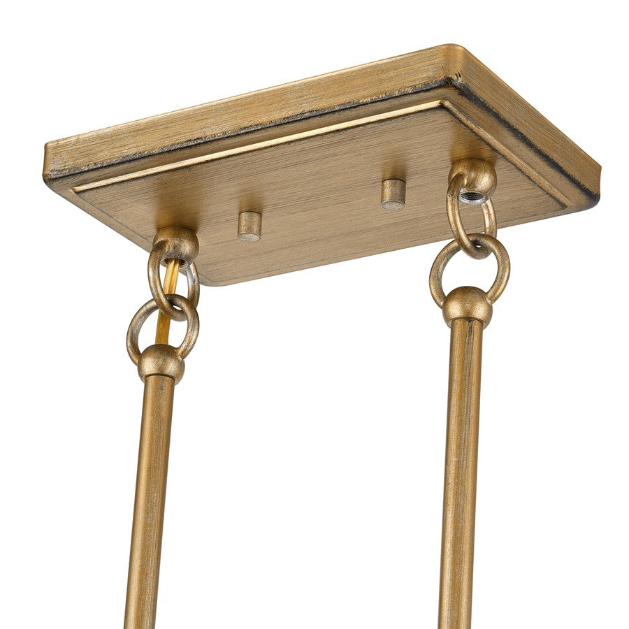 Livex Weavington 4Lt 36"L Linear Chandelier, Gold/Rustic Walnut