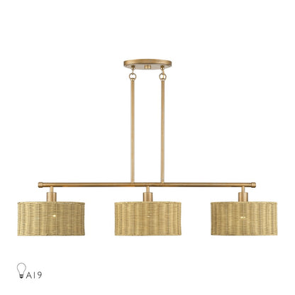 Livex Weavington 3Lt Extra Large Chandelier, Gold/Rustic Walnut - 60585-48