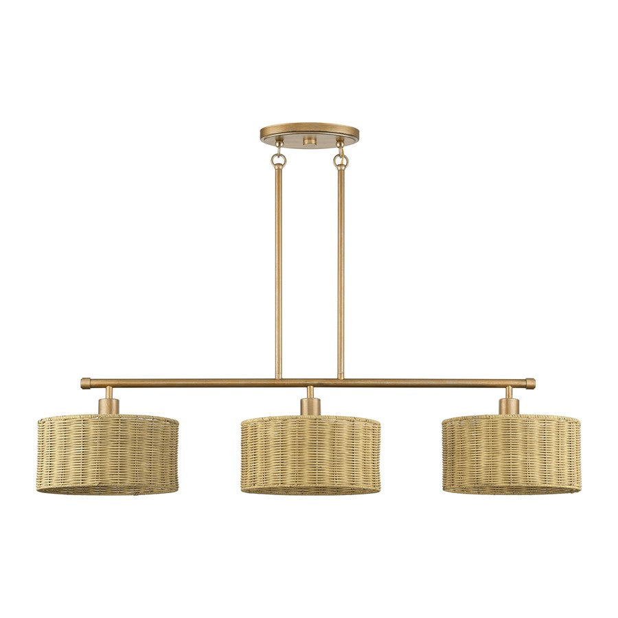 Livex Weavington 3Lt Extra Large Chandelier, Gold/Rustic Walnut