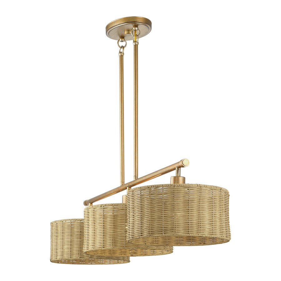 Livex Weavington 3Lt Extra Large Chandelier, Gold/Rustic Walnut
