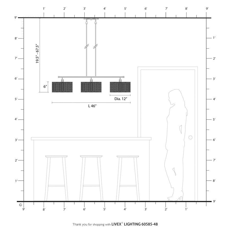 Livex Weavington 3Lt Extra Large Chandelier, Gold/Rustic Walnut