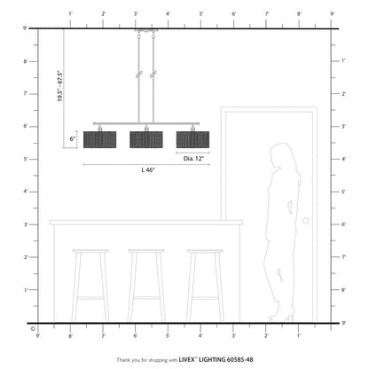 Livex Weavington 3Lt Extra Large Chandelier, Gold/Rustic Walnut