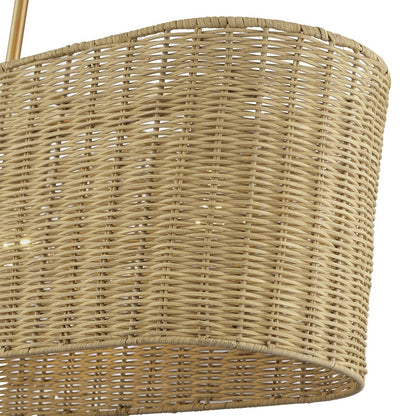 Livex Weavington 3Lt Medium Linear Chandelier, Gold/Rustic Walnut