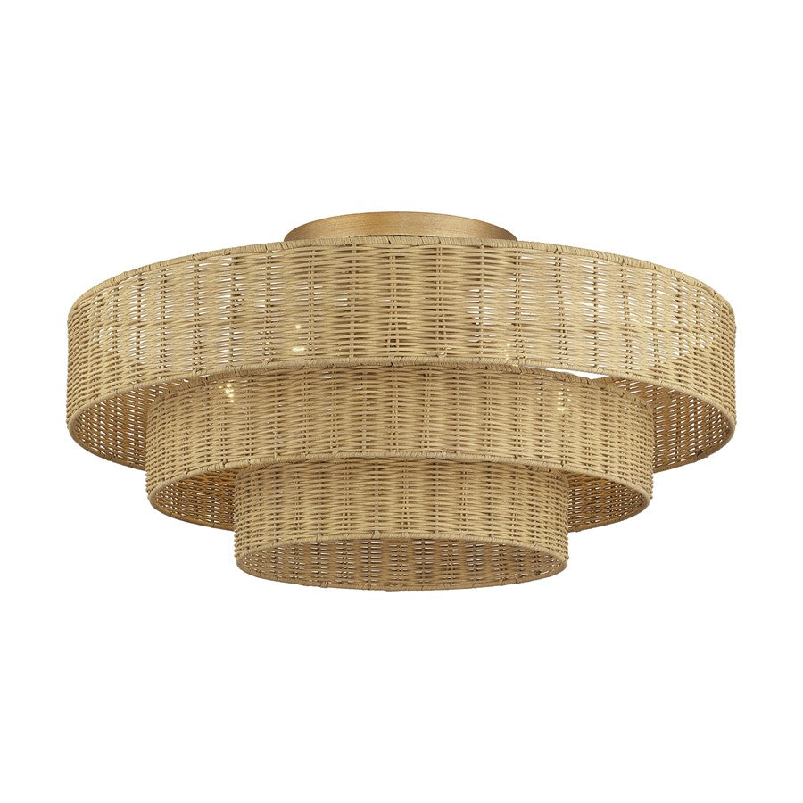 Livex Weavington 5Lt Extra Large Semi-Flush, Gold/Rustic Walnut
