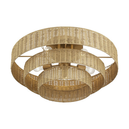 Livex Weavington 5Lt Extra Large Semi-Flush, Gold/Rustic Walnut