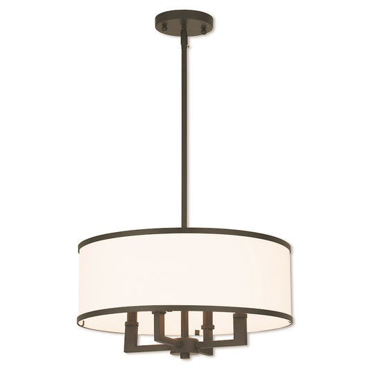 Livex Park Ridge 4 Light Pendant, Bronze/Off-White Hardback