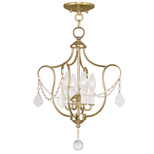 Livex Chesterfield 4 Light Convertible Chain Hang/Ceiling Mount, Brass