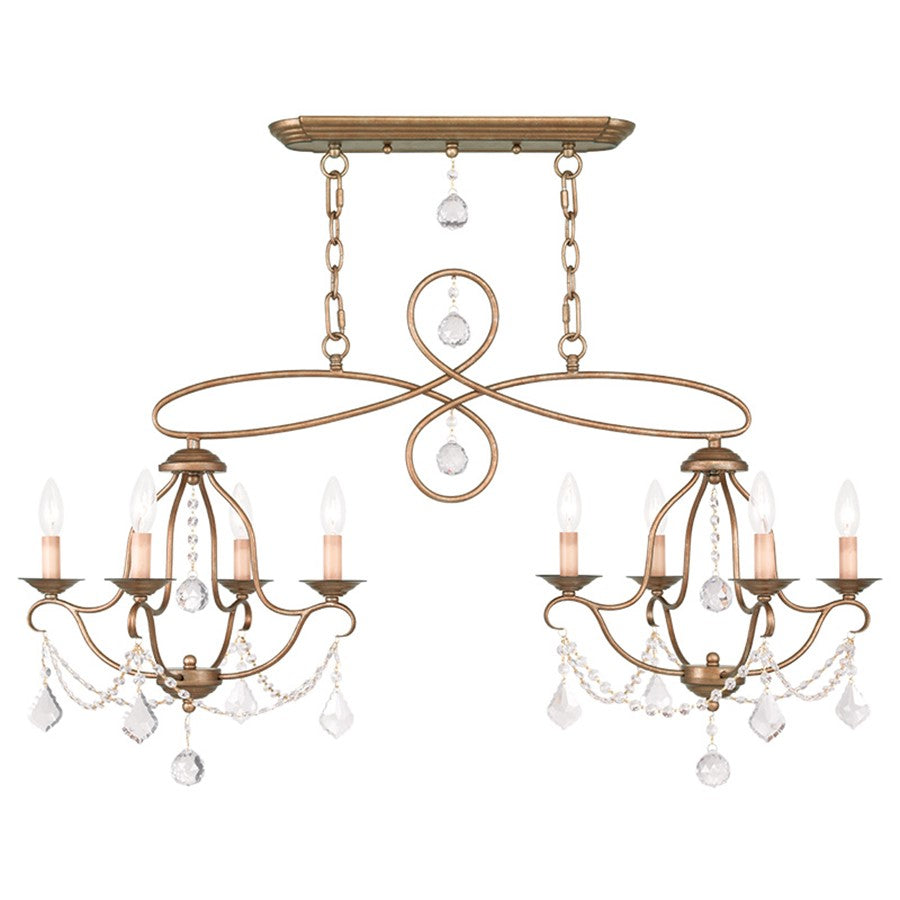 Livex Lighting Chesterfield Island/Chandelier in Antique Gold Leaf