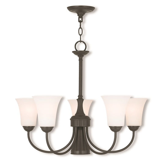 Livex Ridgedale 6 Light Dinette Chandelier, English Bronze/Opal