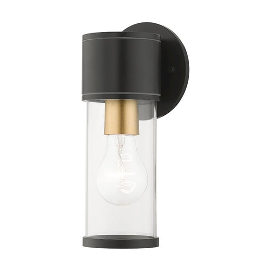 Livex Atlantic 1 Lt Outdoor Small ADA Wall Lantern, Bronze/Gold/Clear