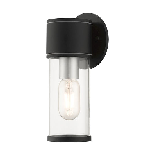 Livex Atlantic 1 Lt Outdoor Small ADA Wall Lantern, Black/Silver