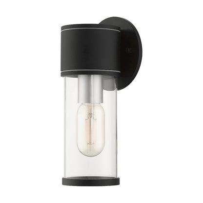 Livex Atlantic 1 Lt Outdoor Small ADA Wall Lantern, Black/Silver