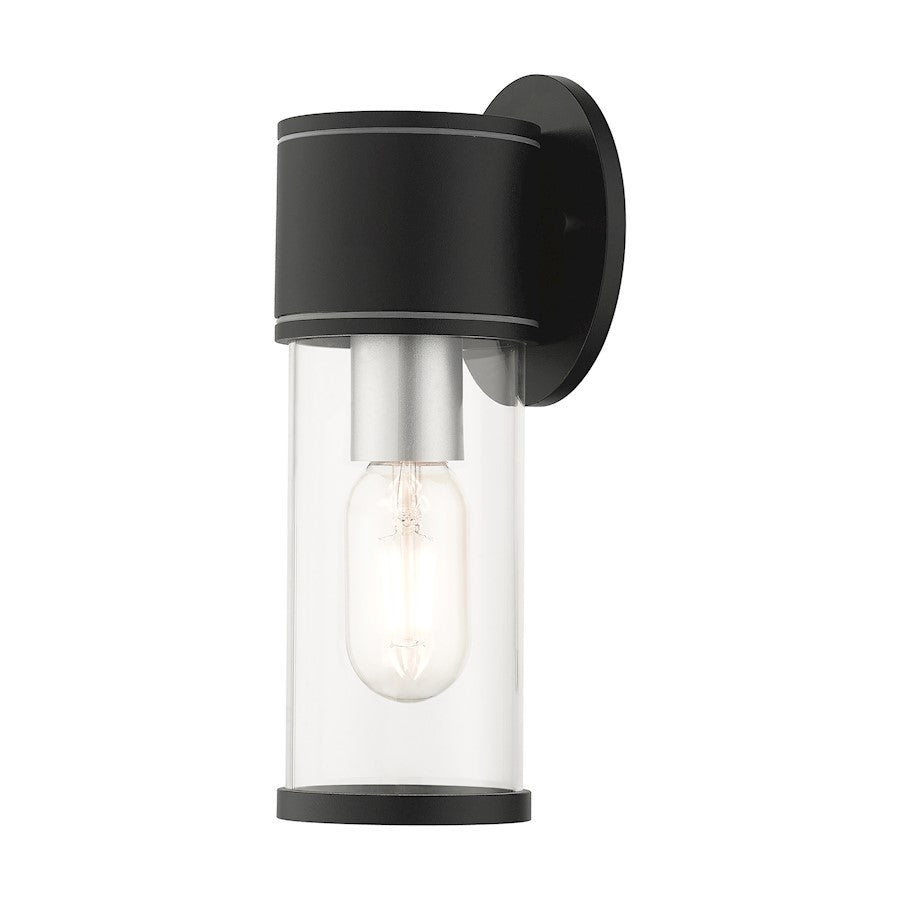 Livex Atlantic 1 Lt Outdoor Small ADA Wall Lantern, Black/Silver