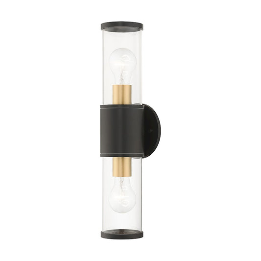 Livex Atlantic 2 Lt Outdoor Large ADA Wall Lantern, Bronze/Gold/Clear