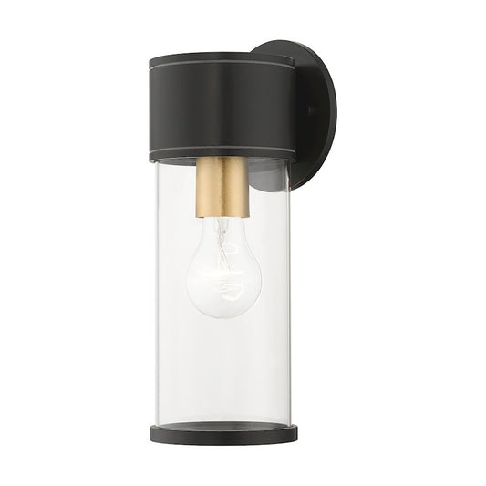 Livex Atlantic 1 Lt Outdoor Medium Wall Lantern, Bronze/Gold/Clear