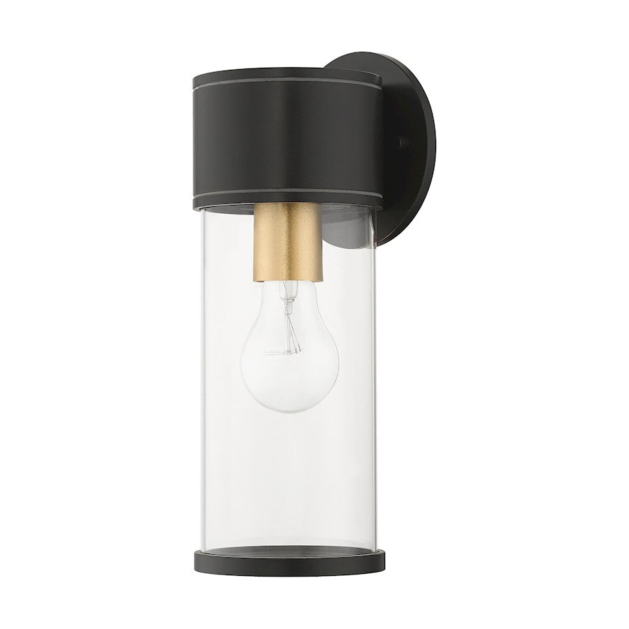 Livex Atlantic 1 Lt Outdoor Medium Wall Lantern, Bronze/Gold/Clear