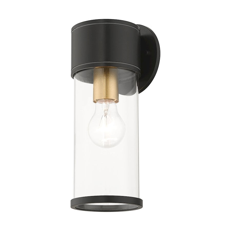 Livex Atlantic 1 Lt Outdoor Medium Wall Lantern, Bronze/Gold/Clear