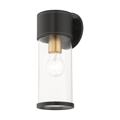 Livex Atlantic 1 Lt Outdoor Medium Wall Lantern, Bronze/Gold/Clear