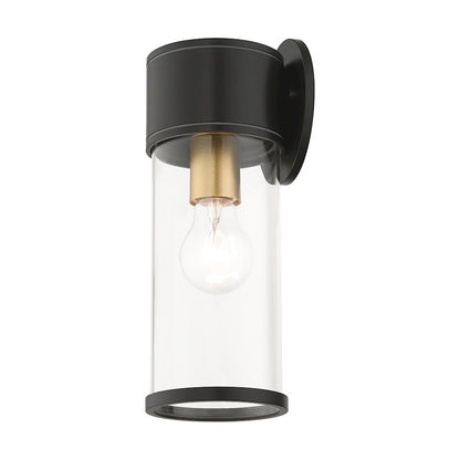 Livex Atlantic 1 Lt Outdoor Medium Wall Lantern, Bronze/Gold/Clear